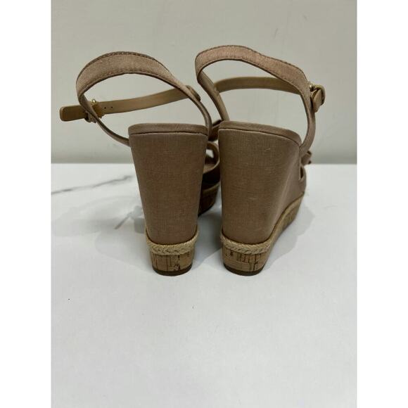 Tory Burch Beige Wedge Espadrilles with Bow Detail and Ankle Strap - Picture 2 of 6